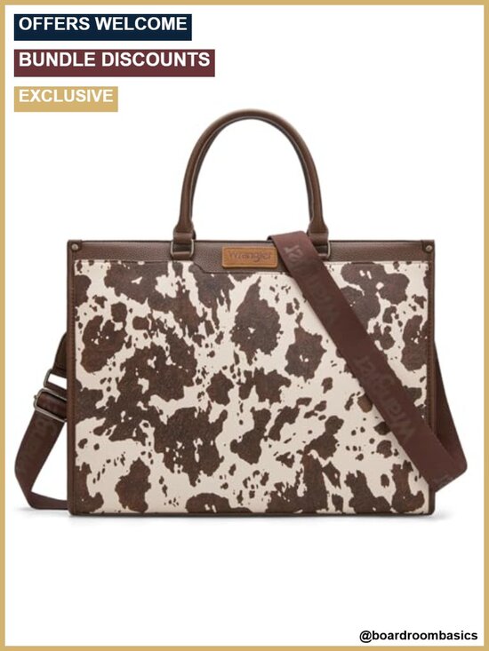 Handbags - Waterproof Faux Leather Laptop Tote Bag with Crossbody Strap for Work